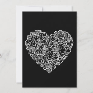 Black and White Heart in Pieces Holiday Card