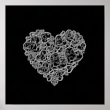 Black and White Heart in Pieces