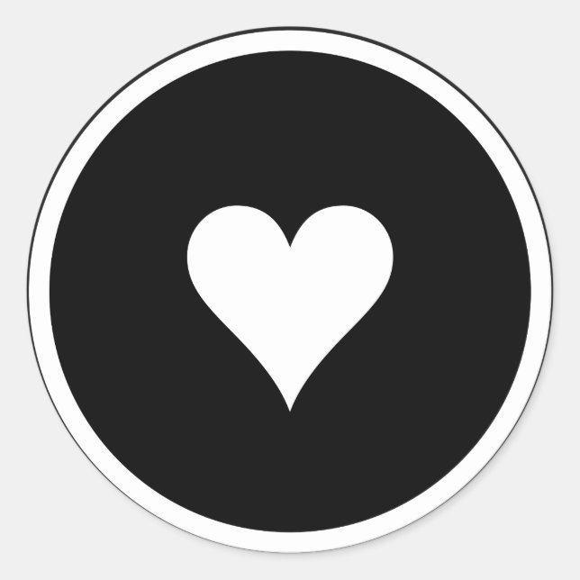 Black and White Heart Love Sticker / Seal (Front)