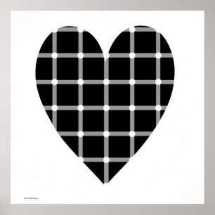 Black and White Heart Optical Illusion Poster