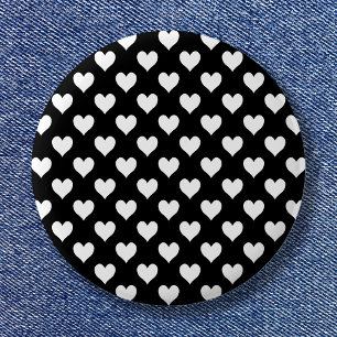 Black and White Heart Pattern 6 Cm Round Badge