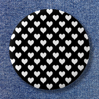 Black and White Heart Pattern 6 Cm Round Badge