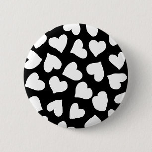Black and White Heart Pattern 6 Cm Round Badge