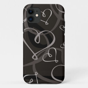 Black and white heart pattern iPhone 11 case