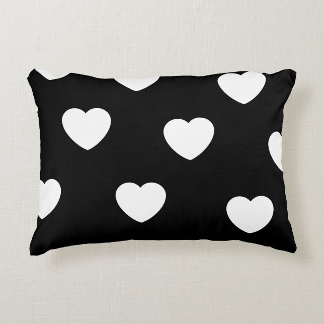 Black and White Heart Pattern  Decorative Cushion (Front)