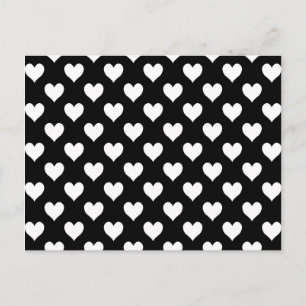 Black and White Heart Pattern Postcard