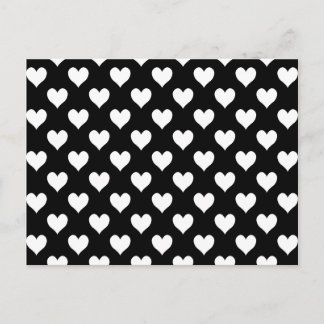 Black and White Heart Pattern Postcard