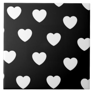 Black and White Heart Pattern Tile