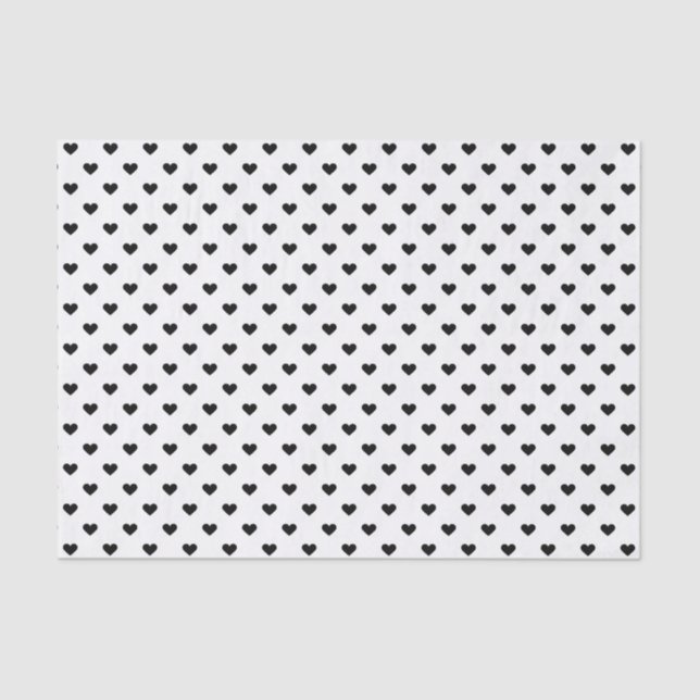 Black and White Heart Pattern Tissue Paper (Front)