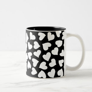 Black and White Heart Pattern Two-Tone Coffee Mug