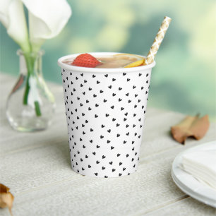 Black and White Heart Pattern Valentine's Day Paper Cups