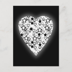 Black and White Heart. Patterned Heart Design. Postcard