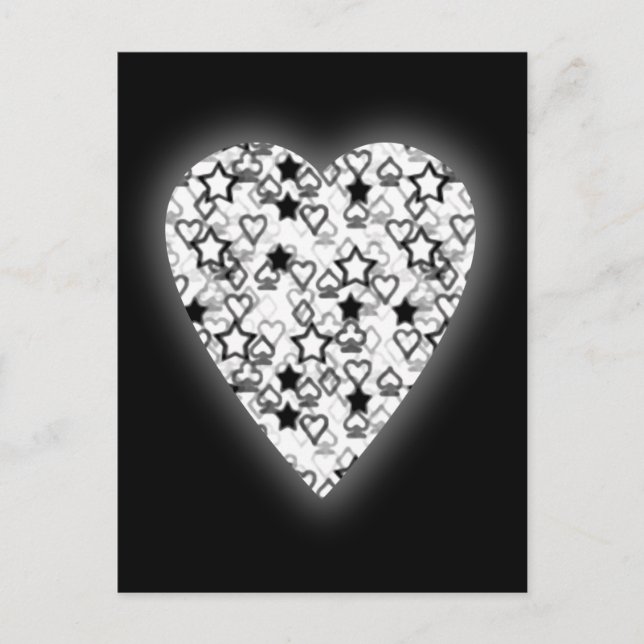 Black and White Heart. Patterned Heart Design. Postcard (Front)