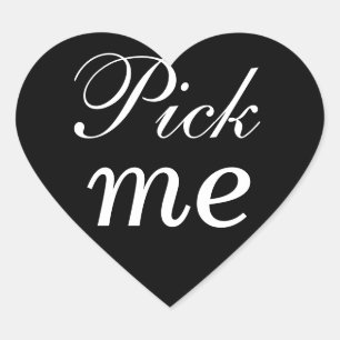 Black and White Heart Pick Me Sticker