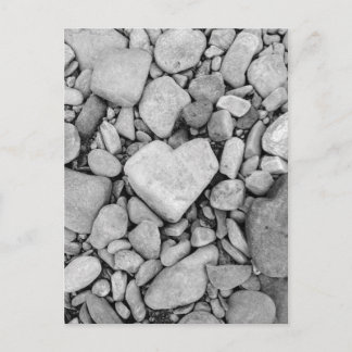 black and white heart rock postcard