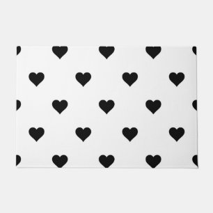 Black and White Heart Romantic Decor for Couples Doormat