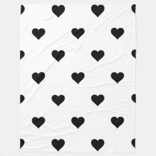 Black and White Heart Romantic Gift for Couples Fleece Blanket