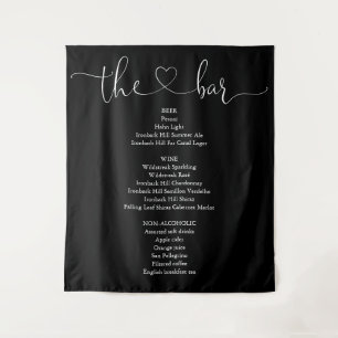 Black And White Heart Script Bar Menu Tapestry