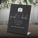 Black And White Heart Script Photo Guest Book Pedestal Sign<br><div class="desc">This black and white elegant heart script photo guest book sign is perfect for all celebrations. Designed by Thisisnotme©</div>