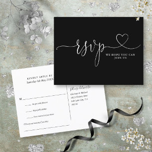 Black And White Heart Script Song Request Invitation Postcard