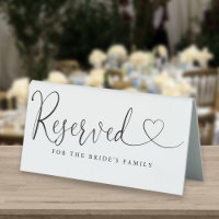 Black And White Heart Script Wedding Reserved