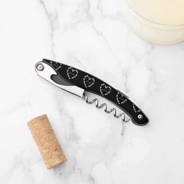 Black and White Heart Sommelier Corkscrew (Front)