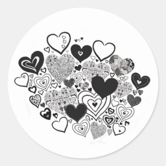 Black and white heart stickers