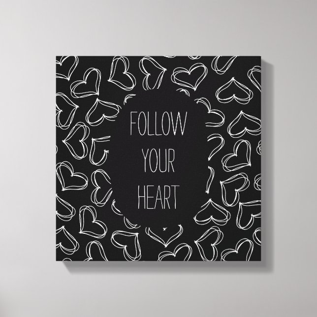 Black and White Hearts Canvas Print (Front)