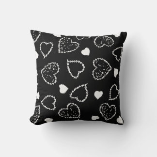 Black And White Hearts Cushion