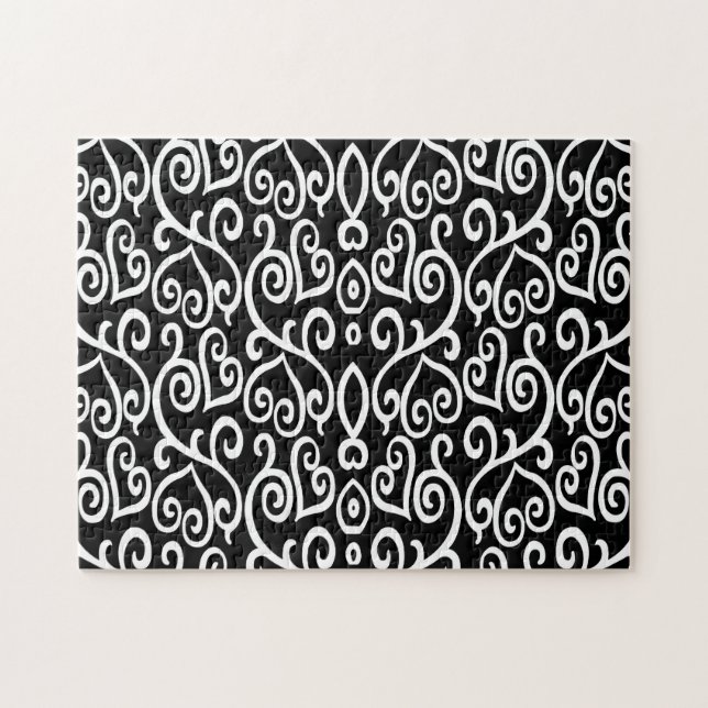 Black and White Hearts Jigsaw Puzzle (Horizontal)