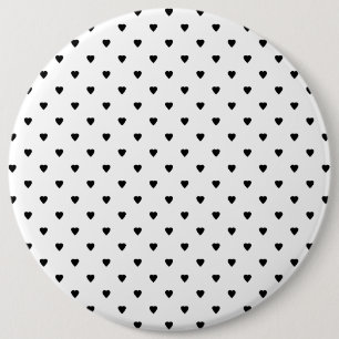Black and White Hearts Pattern. 6 Cm Round Badge