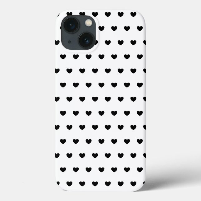 Black And White Hearts Pattern Cover for iPhone (Back)