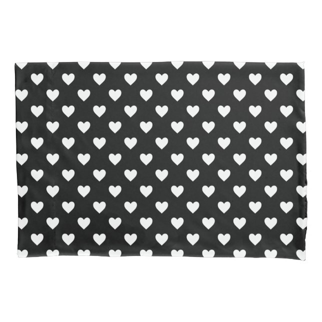 Black and White Hearts Pattern Pillowcase (Front)