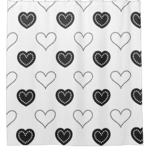 Black And White Hearts Pattern shower curtain
