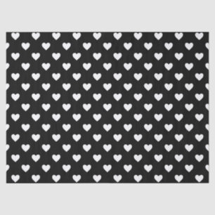 Black and White Hearts Pattern Tissue Paper