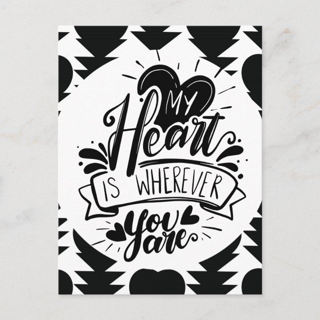 Black and White Hearts Quote Valentines Day    Postcard (Front)