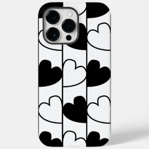 Black and White Hearts Stripes Pattern    Case-Mate iPhone 14 Pro Max Case