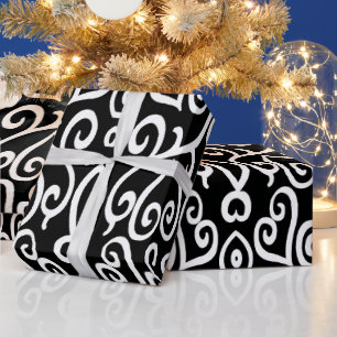 Black and White Hearts Wrapping Paper