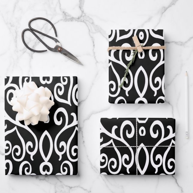 Black and White Hearts  Wrapping Paper Sheet (Front)