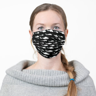 Black and White Helicopter Pattern Cloth Face Mask