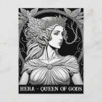 Black and White Hera Queen of the Gods Postcard