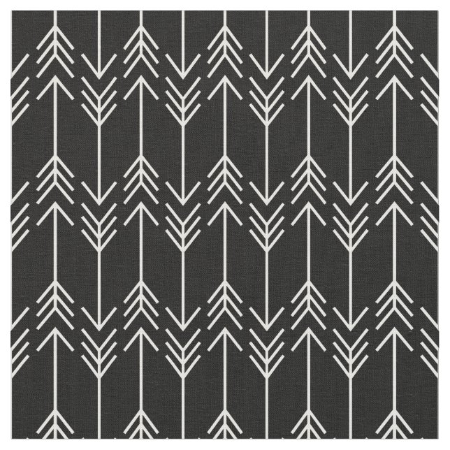 Black and White Herringbone Arrows Fabric (Close Up)