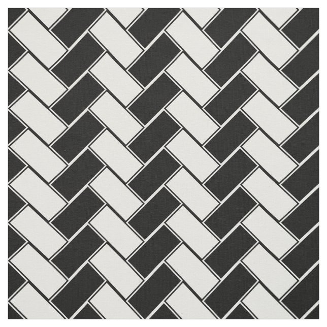 Black and White Herringbone Fabric (Swatch)