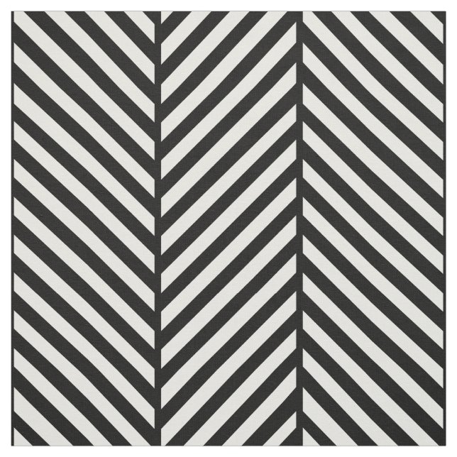 Black and White Herringbone Large Scale Fabric (Swatch)