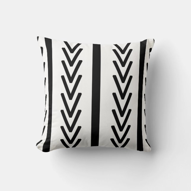 BLACK AND WHITE HERRINGBONE PATTERN CUSHION (Front)