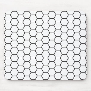 Black and White Hexagon Geometric Pattern Mouse Mat