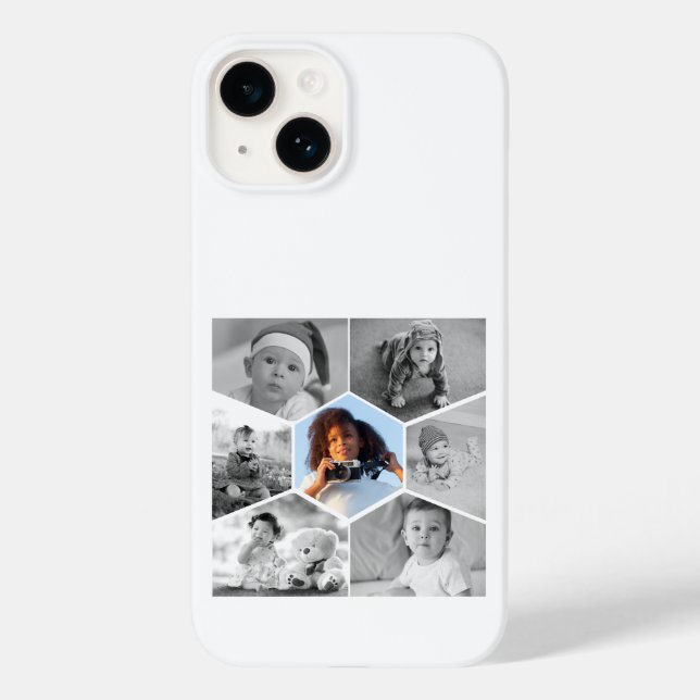 Black and White Hexagon Photo Collage Case-Mate iPhone Case (Back)