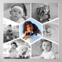 Black and White Hexagon Photo Collage