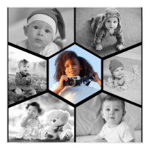 Black and White Hexagon Photo Collage