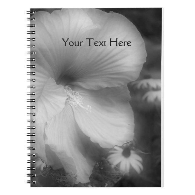 Black And White Hibiscus Flower Notebook (Front)